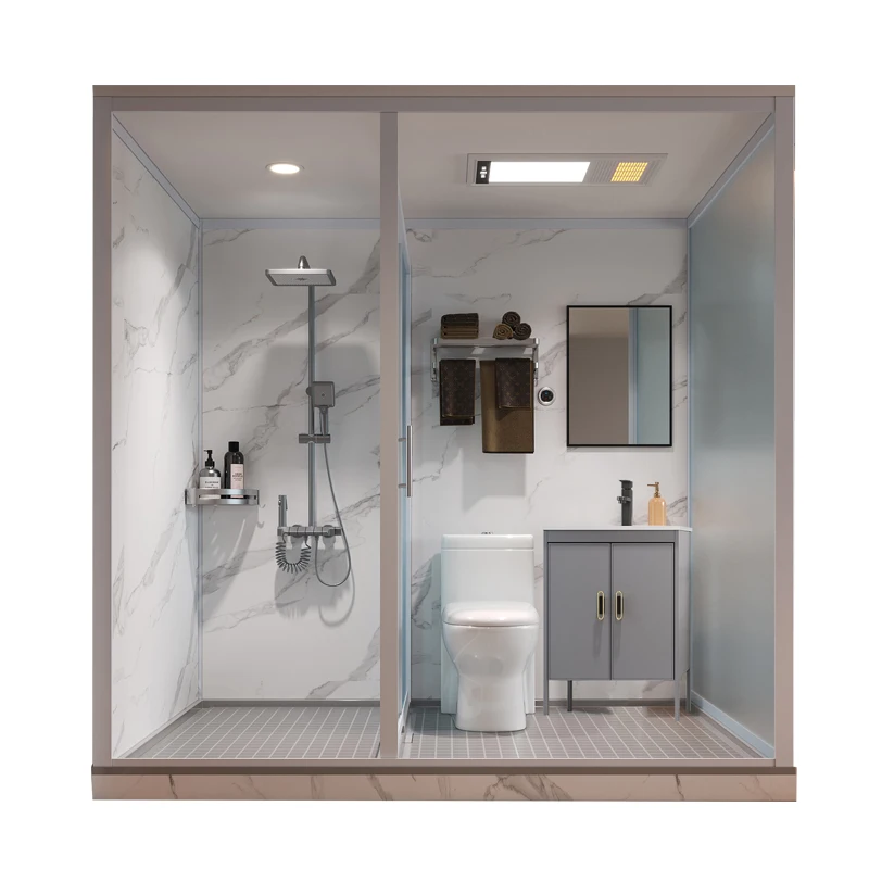 

Shower room Integrated household bathroom Glass partition Rural Bath room