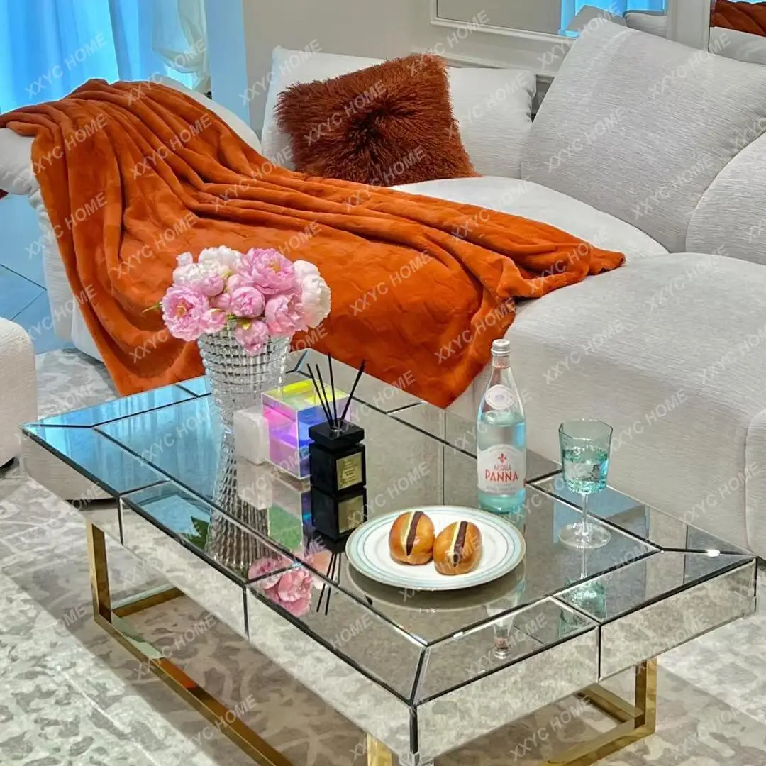 Neoclassical Mirror Tea Table Side Table Console Table for Living Room
