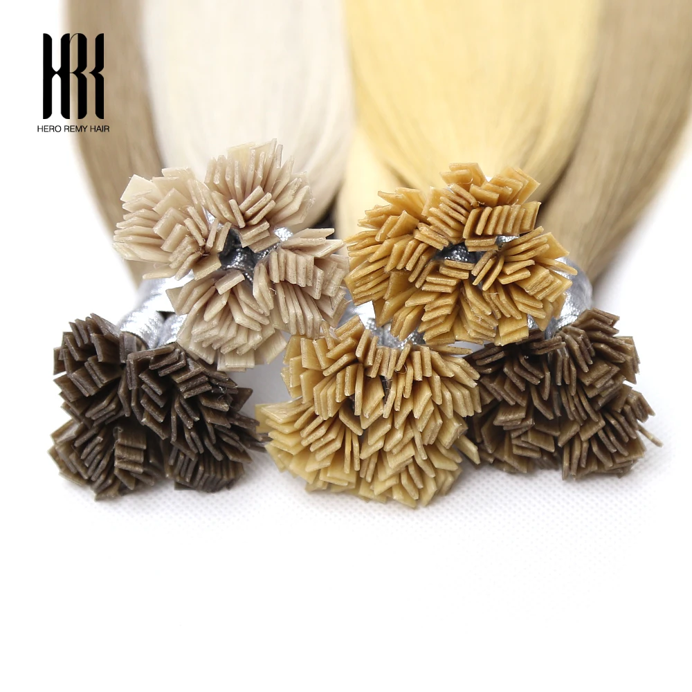 

Flat Tip Hair Extensions Human Hair Fushion 100% Remy Hair 16-22" 1g/Strand Natural Straight Keratin Hair Extensions