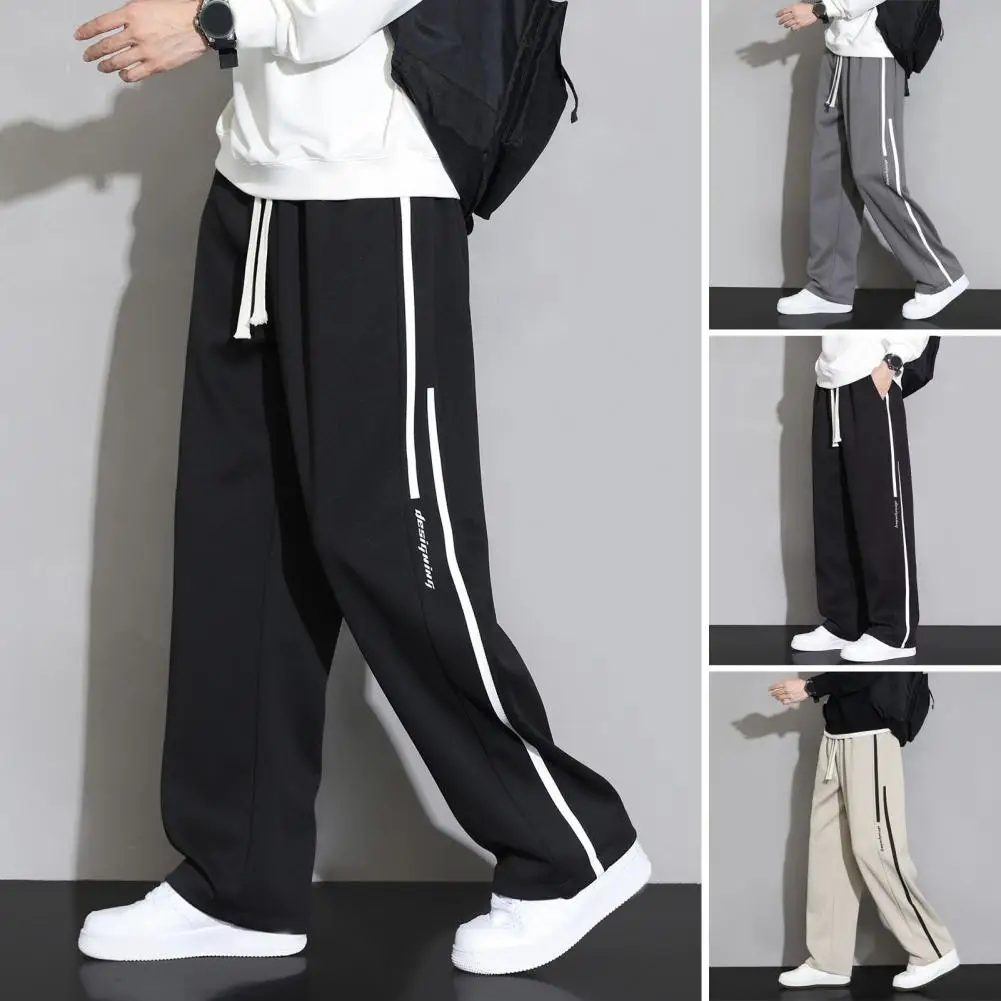 

Men Drapey Trousers Men's Wide Leg Drawstring Sweatpants Soft Breathable Sports Jogging Trousers with Elastic for Comfortable