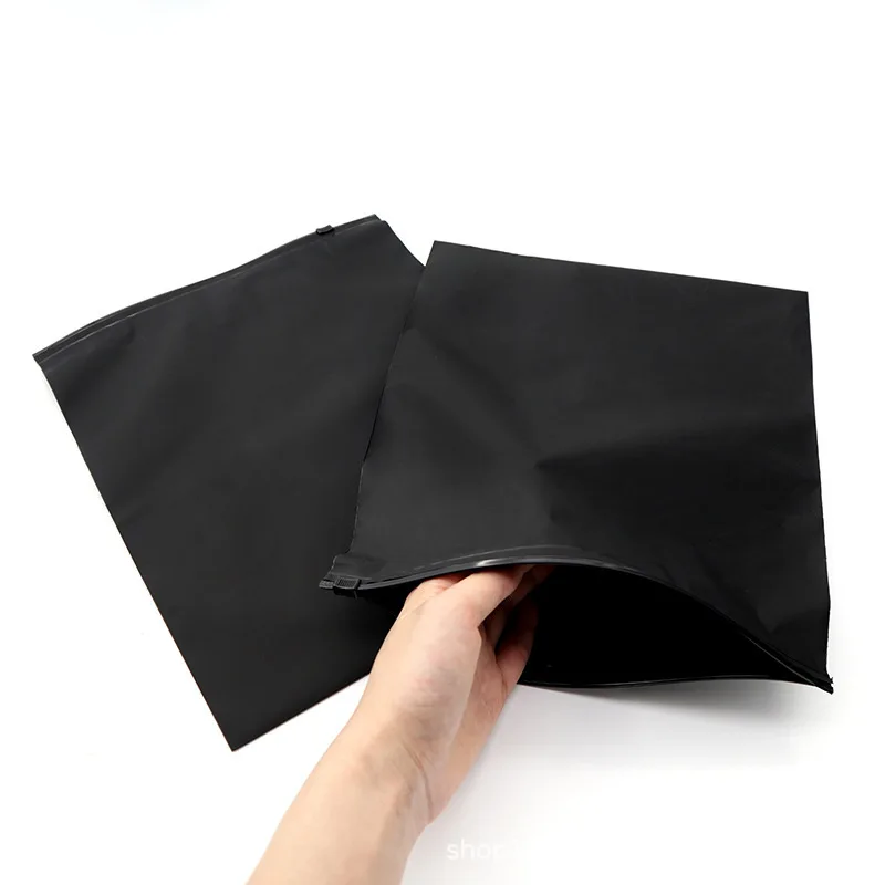 TETP 50Pcs Black Frosted Zipper Bags Home For Clothing T-shirt Dress Pants Swimsuit Towel Storage Packaigng Bag With Air Hole