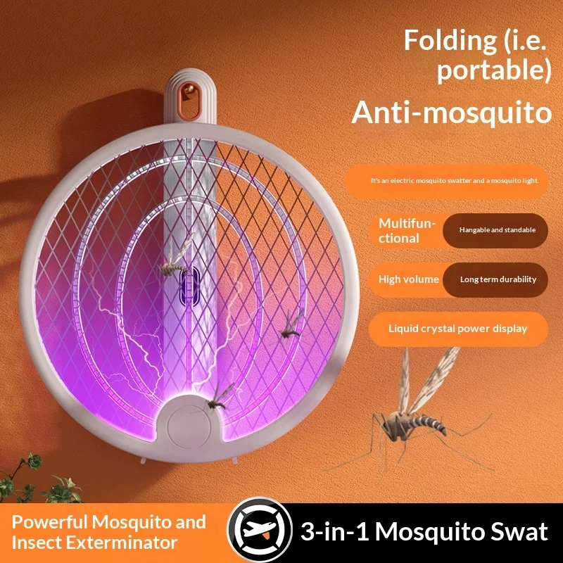 Foldable Electric Mosquito Swatter Rechargeable Light Wave Trap and Killer Lamp Four in One Wall Mounted Home Mosquito Repellen