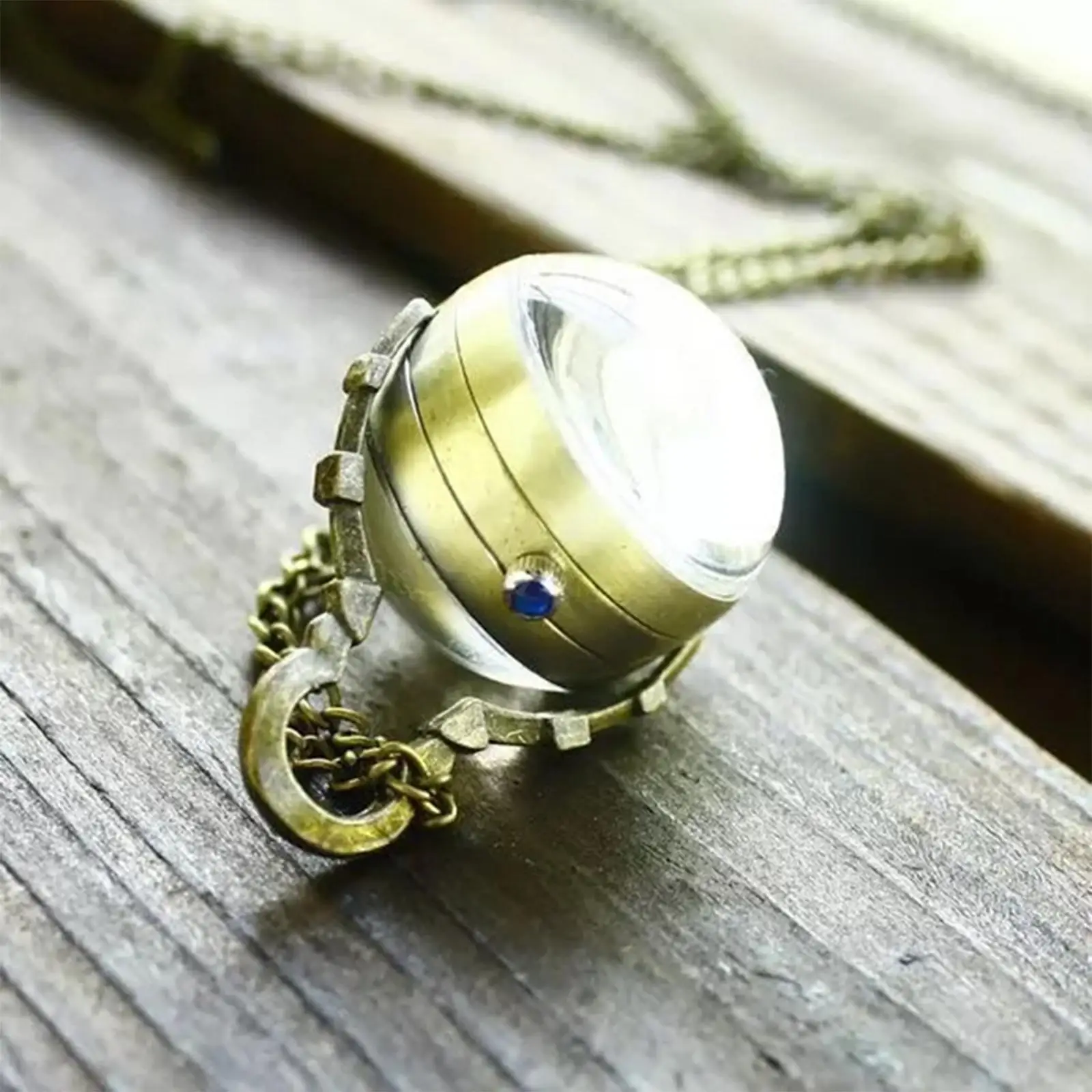 Pocket Watch Vintage Alloy Fisheye Glass Ball Gift Necklace for Birthday Men Women