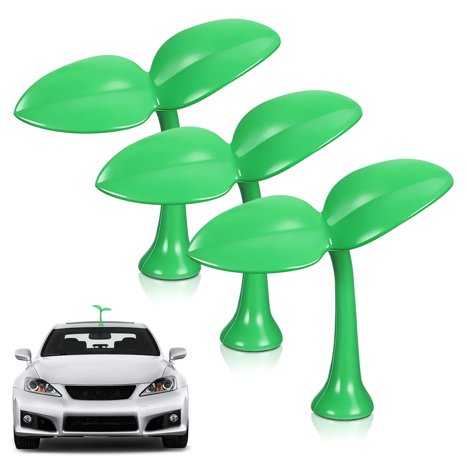 

3pcs Car Roof Decoration Sprout 3D Sticker For Cars Funny Exterior Accessories Decals Bumper Hood Ornament