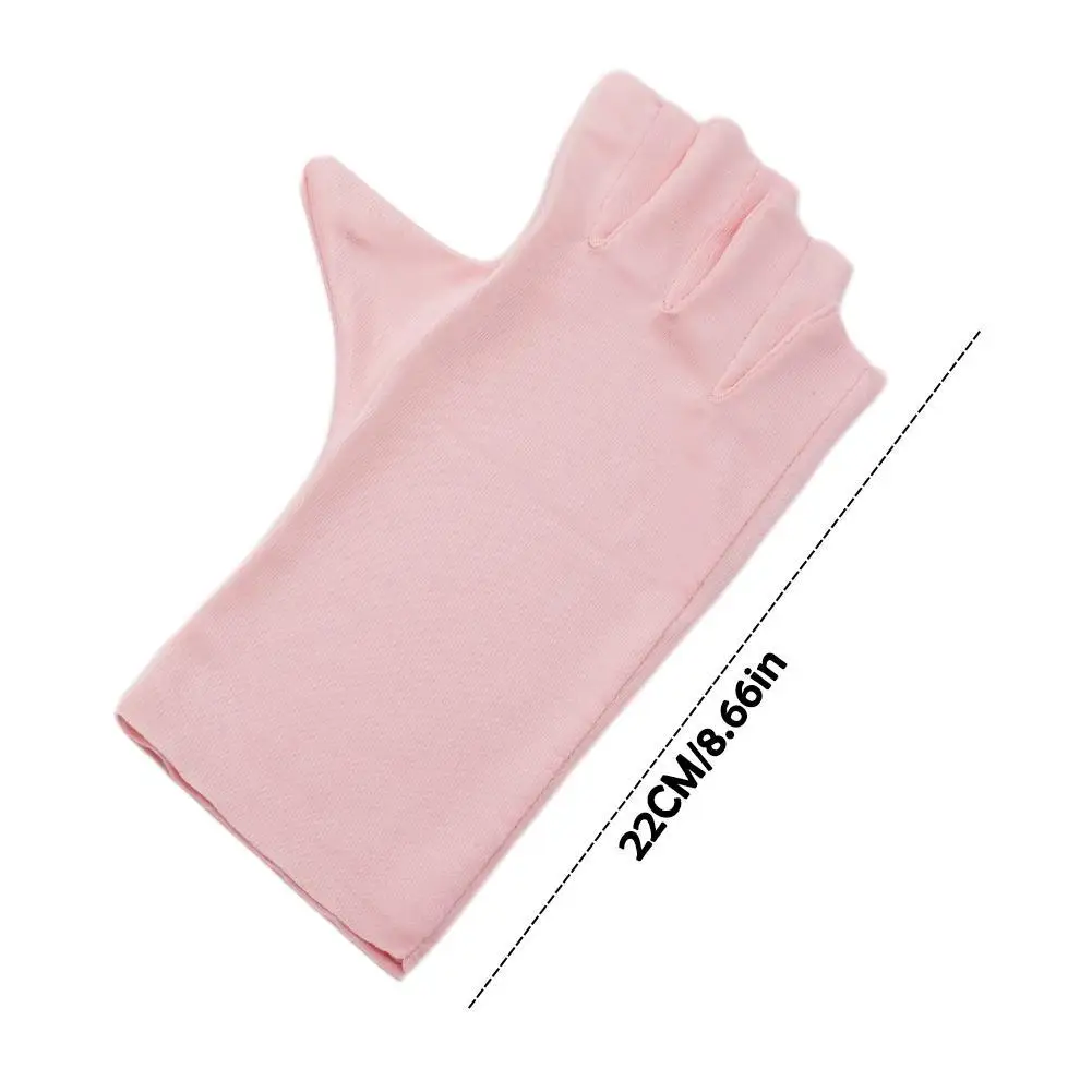 Summer Sunscreen Gloves Women UV Protection Half Finger Ice Silk Thin Driving Breathable Sweat Absorption Elastic Cool Hand Care