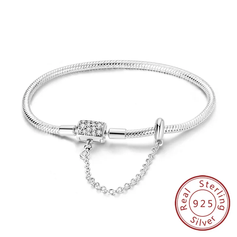 Armband Originele 925 Sterling Zilveren Bedelarmband 17-20 CM Liefde Hart Pave Zirconia Armband voor Vrouwen DIY Charm Sieraden Geschenken