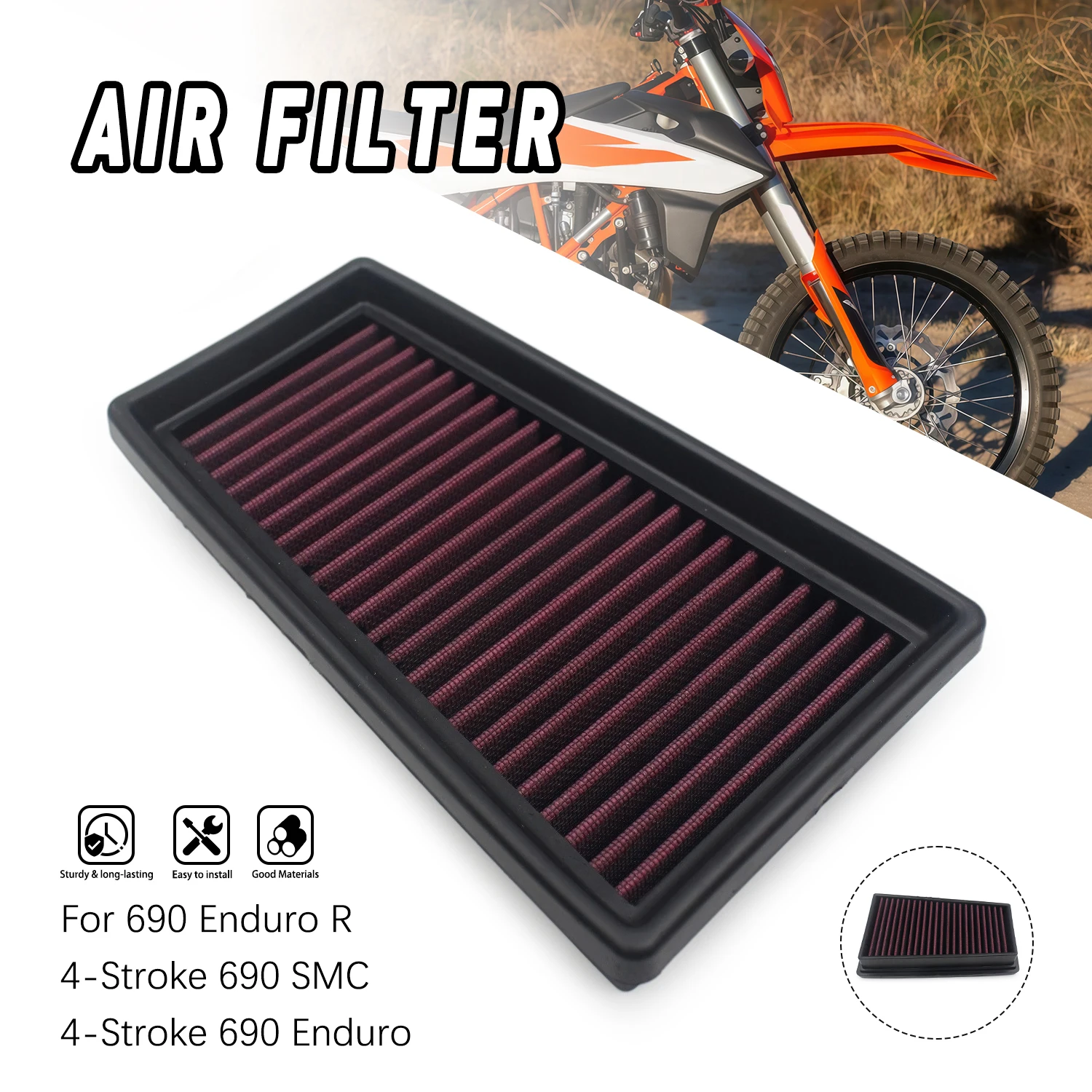For 690 Smc 4-Stroke 2008-2011 Enduro R 2009 2014 Enduro 2008 Smc R 2012 Air Filter Cleaner Intake Element Filter Motorcycle