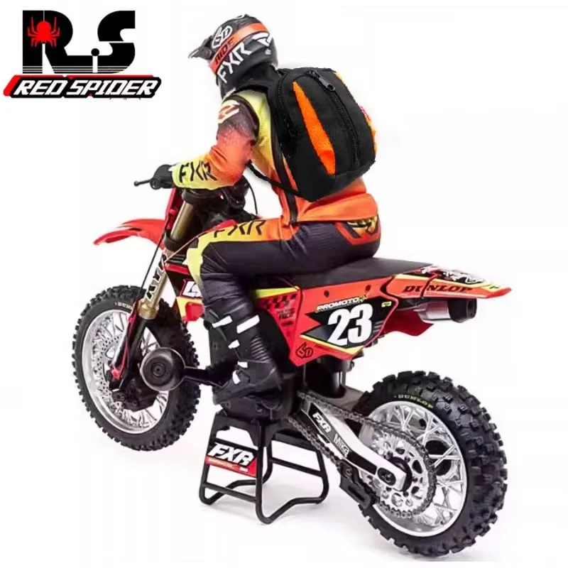 RS Red Spider apresenta LOSI 1/4 Promoto-MX Controle Remoto Elétrico Off-road Motocicleta Simulação Driver Mochila