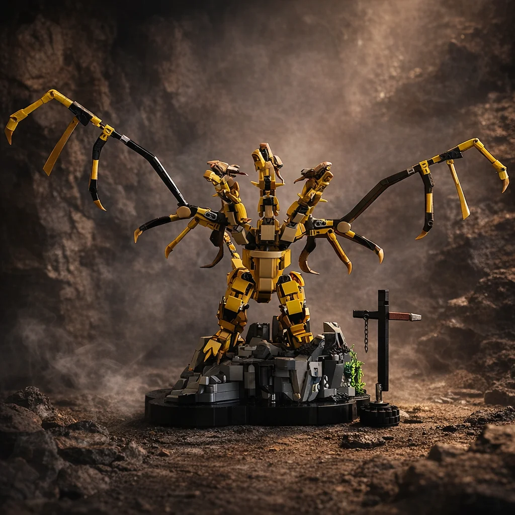 

MOC Three Head Dragon Building Blocks Fantasy Creature Model with Wings DIY Assembly Bricks Display Toy Gift for Kids Adults