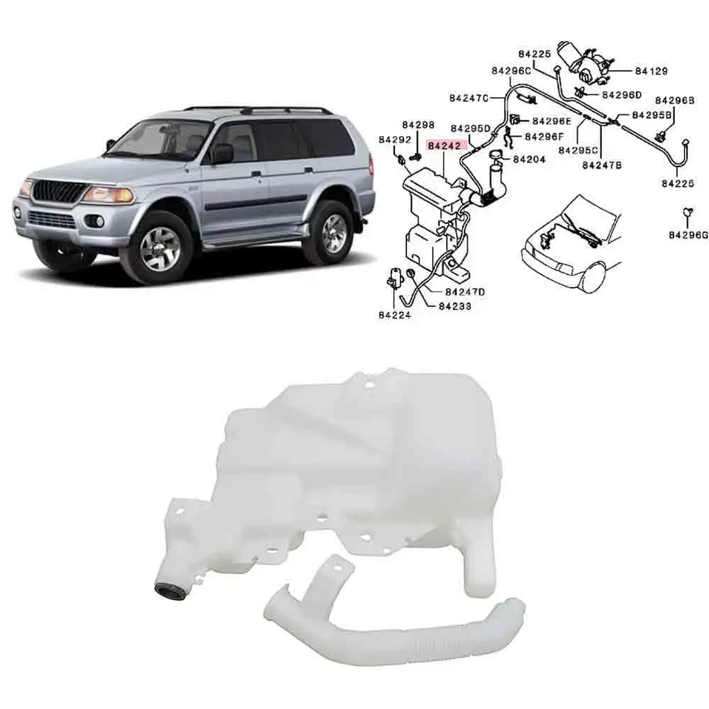 

1 Piece Windshield Washer Tank for Pajero Sport K90 K80 Front Glass Washer Bottle for Montero Sport Front Wiper Tank MR495787