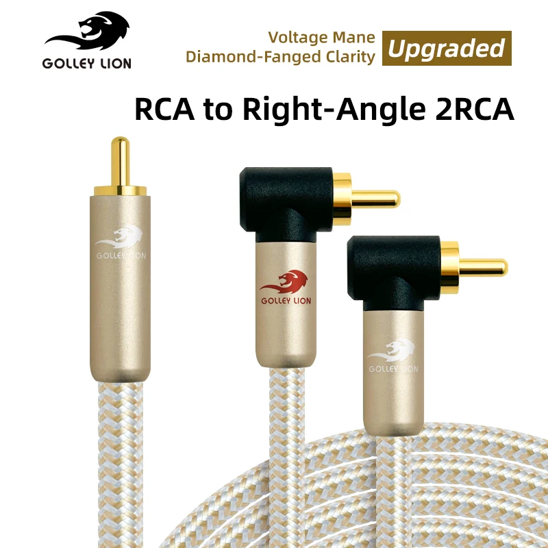 GOLLEY LION Right-Angle RCA Splitter - Male to Male Cable, Y Splitter 1 to 2 RCA Male Stereo Audio Subwoofer Cable