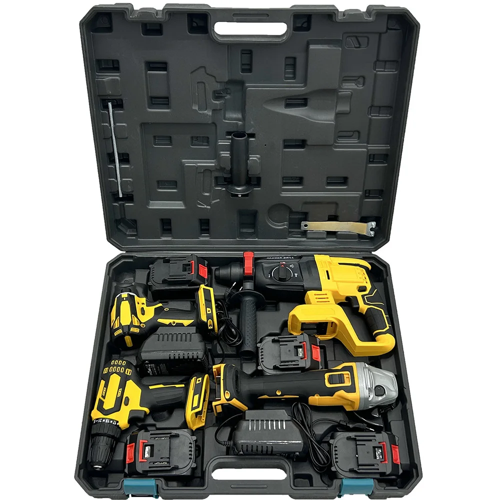 

Set Of Four Multi-functional Lithium Battery Power Tool Set Combo Kit Power Tools