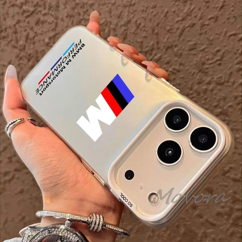 B-BMW-Car Phone Case For IPhone 17 Air 16 E 15 14 Plus 13 12 11 Pro Max 2 Soft Frosted Candy Transparent Jelly 2-in- Stickers view 5