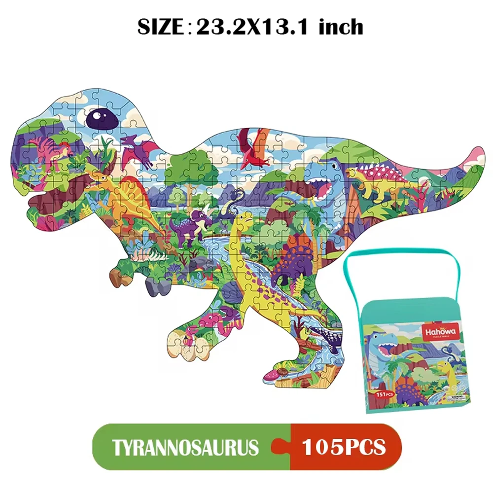 Hahowa Dinosauro Puzzle Giochi per bambini Paesaggio per 3 anni Apprendimento Puzzle di animali Giocattoli educativi Regali di compleanno per bambini
