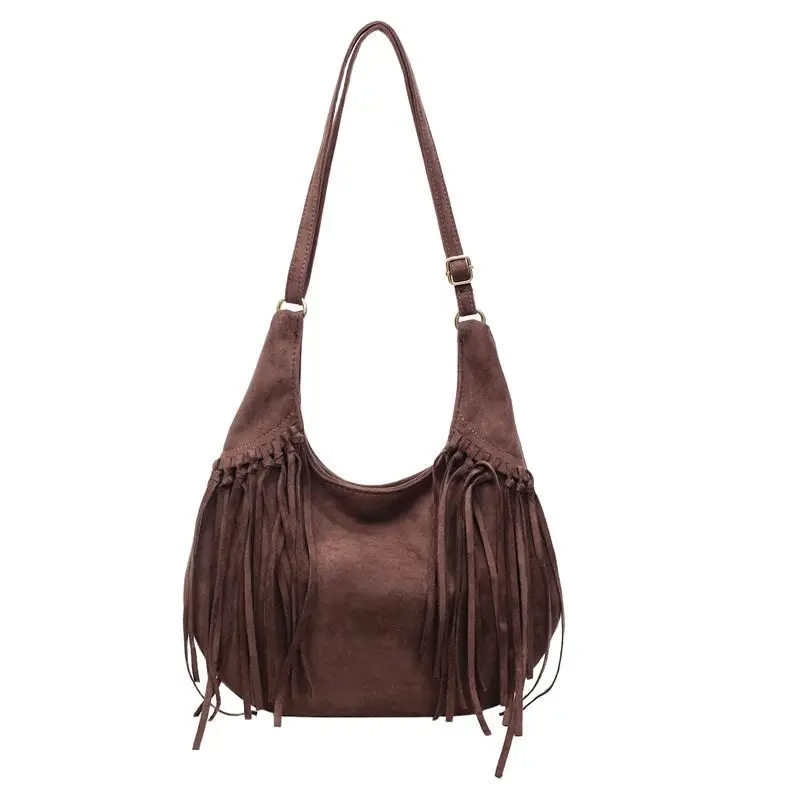 

Unique Designer Dumpling Bag Frosted Leather Bags Fringe Tassel Bohemian Women's Handbags Sling Women Shoulder Crossbody Bags