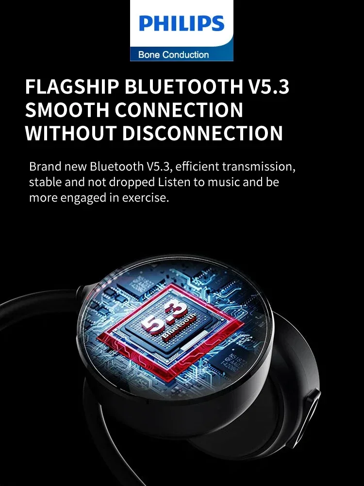 フィリップス-Bluetoothワイヤレスヘッドセット,骨伝導,ステレオ,音楽,スポーツ,屋外,HDマイク,オリジナル,taa1609