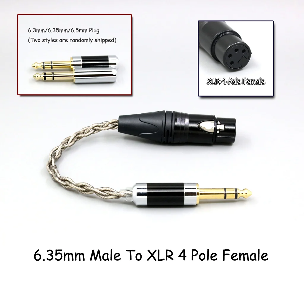 99 % reines Silber + Graphen versilbertes Schild-Kopfhörerkabel für 4,4 mm, 3,5 mm, 2,5 mm XLR 6,35 mm Stecker auf Buchse, Adapter-Konverter – Detail 1