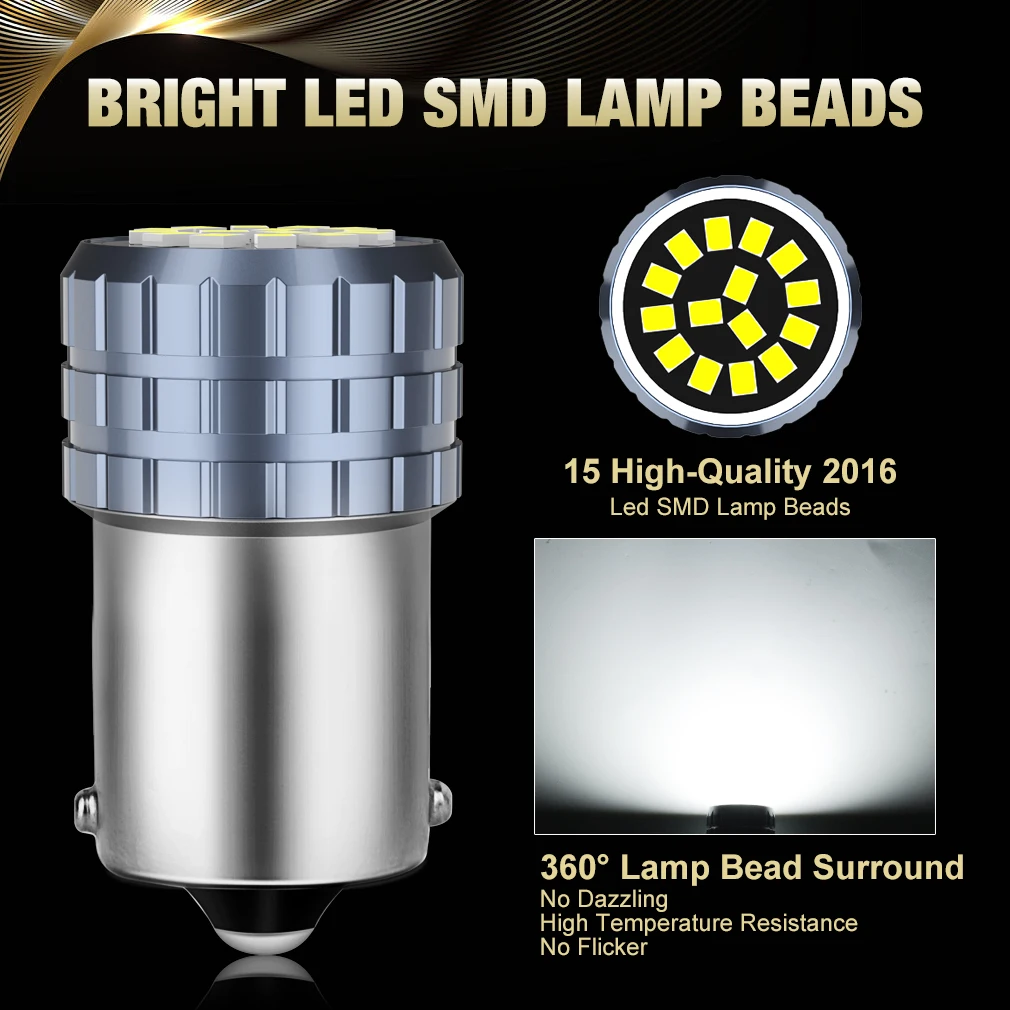 2pcs 1156 P21W BA15S R5W R10W BAU15S PY21W 1157 P21/5W BAY15D LED Bulb 5W 2016SMD Auto Turn Signals Reverse Car Tail Brake Light