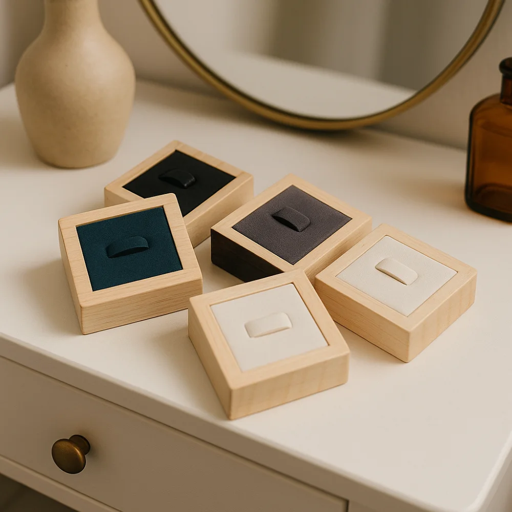 Ring Holder Case Wooden Jewelry Show Props Ring Display Rack Jewelry Display Earrings Rings Organizer Counter Jewellery Prop