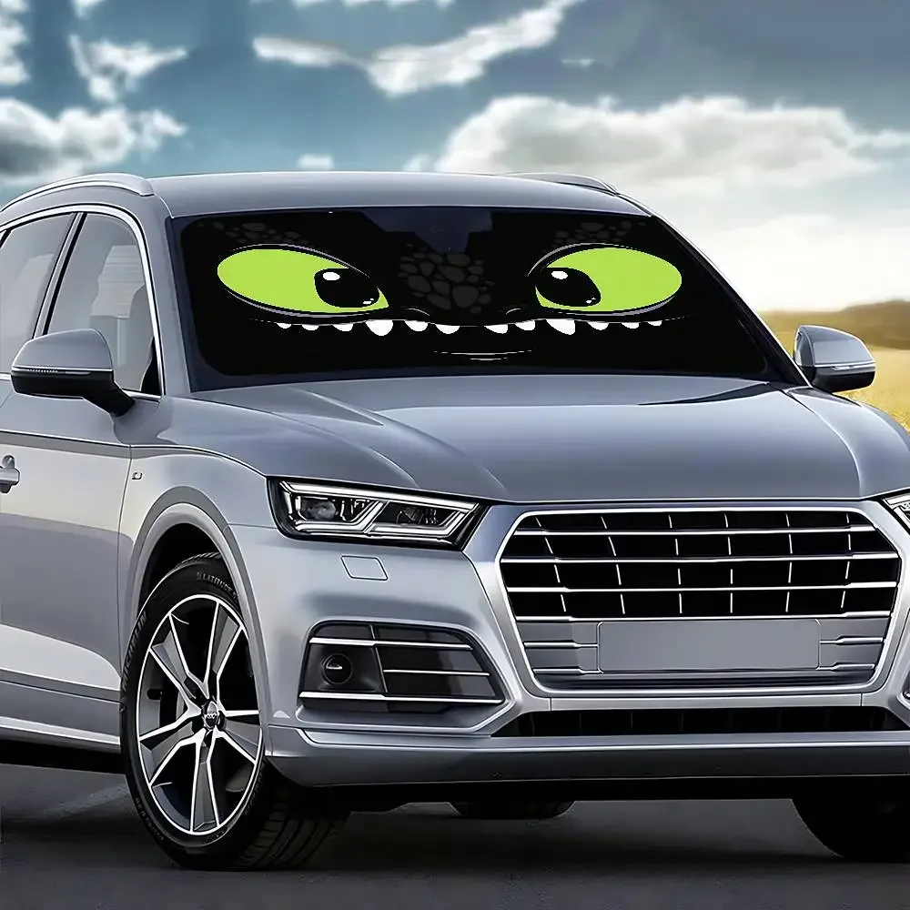 Cartoon EYE Tende parasole per auto senza denti Parasole per auto, Protezione per parabrezza anteriore, Copertura parasole pieghevole resistente ai raggi UV, Auto