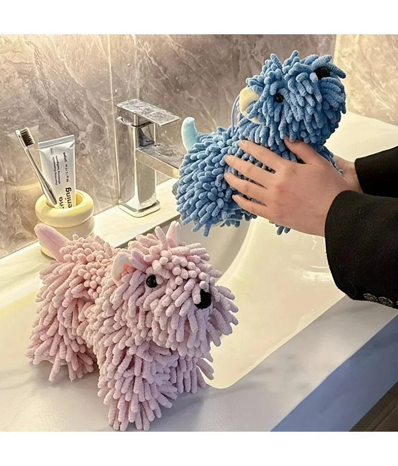 

Cute Puppy Shaped Hand Towel Is An Ideal Choice for Wall Mounted Kitchen and Bathroom Use, Bathroom Towel