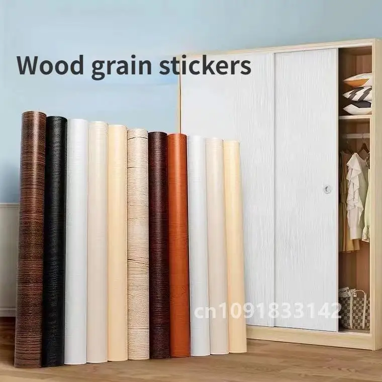 90CM Wide Waterproof Wood Vinyl Wallpaper Roll Self Adhesive Decor Contact Paper Doors Cabinet Desktop Furniture Decor Sticker