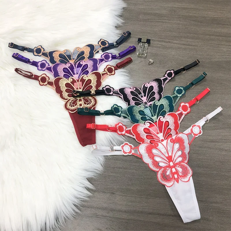 Customized Letters Butterfly Women Sexy G String Underwear Thongs Ladies Lace Briefs Sexy Transparent Hot Wife Gift Panties