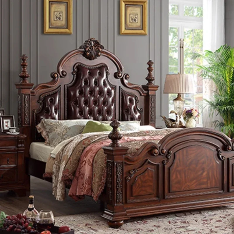 

JJ150 X 200 Luxury Frame Double Bed Wood Queen Design Lit King Size Space Saving Twin Modern Lit 2 Personnes Furniture For Bedro