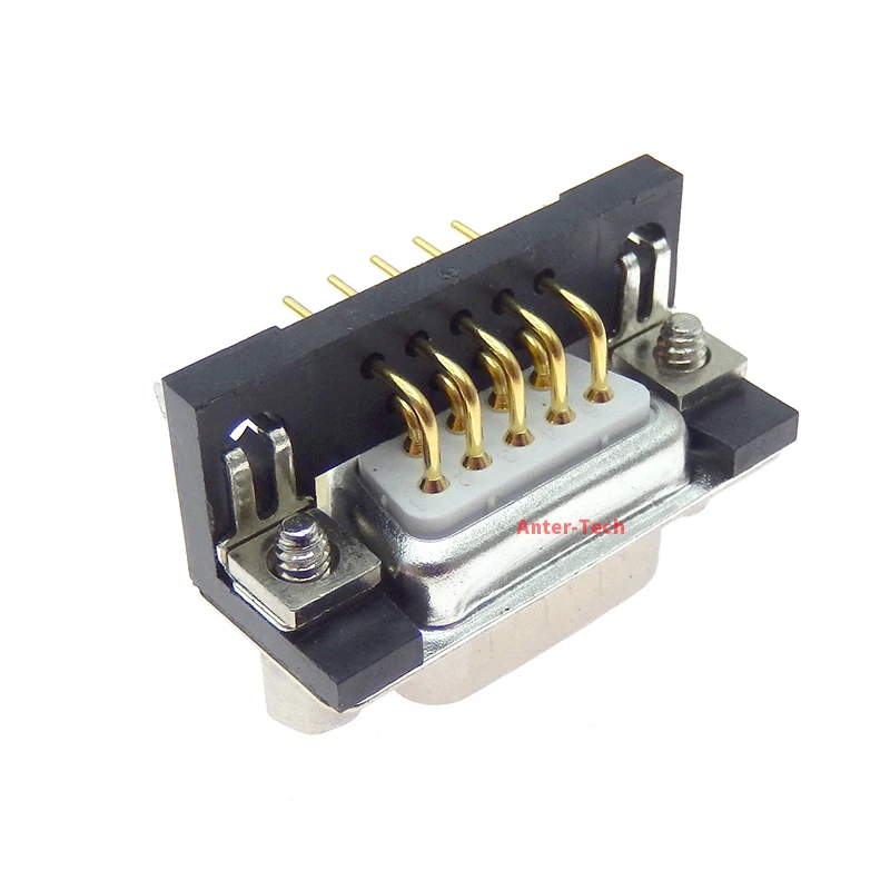 1PCS 3U Gold Plated Solid Pin  DB9 female/male PCB mounting, D-Sub 9 pin PCB connector, RS232 connector 90 degree bending pin DR