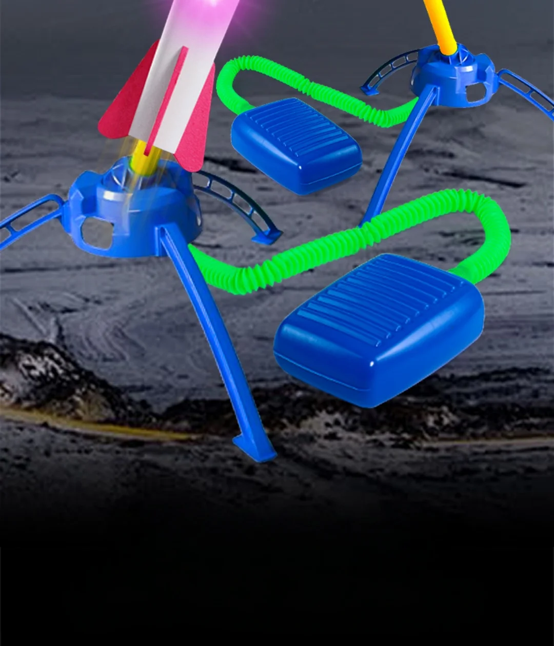 Fußpumpen-Raketenwerfer-Spielzeug, Luftbetriebener Trittraketensatz für Jungen und Mädchen, Spaßiges Garten-Hinterhof-Sportspiel, Geschenk für 14+ – Detail 5
