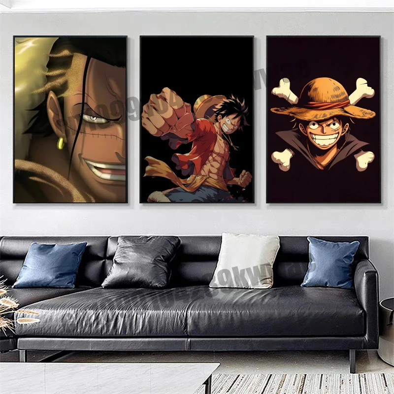 

Japanese Anime Classic One Piece Luffy, Super Cool Art Pictures Canvas Painting Art Poster Suitable for Living Room Decoration