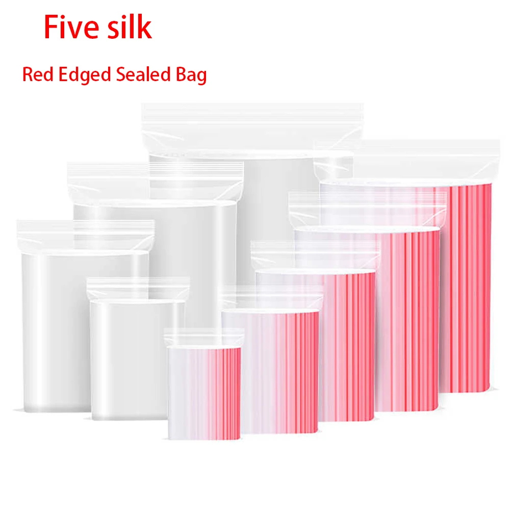 100-200Pcs 0.05mm Thick Transparent Food Preservation Sealed Bag PE Packaging Sample Large Bag Jewelry Gift Storage Sealed Bag