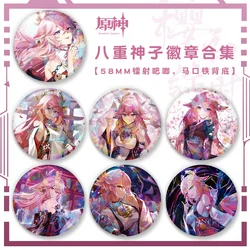 Game Genshin Impact Grand Narukami Shrine Yae Miko LingLong Oil Tofu Cosplay Costume Badge Pin SPTE Tinplate Brooch Prop ๏ปฟGift