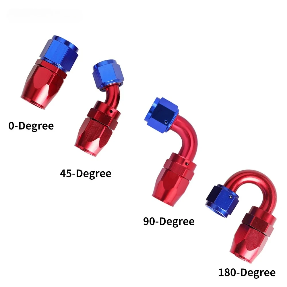 AN4/6/8/10/12  Aluminum Hose Fittings Kit - 0°/45°/90°/180° Fuel & Oil Adapter - Reusable Swivel Ends for AN Lines Universal