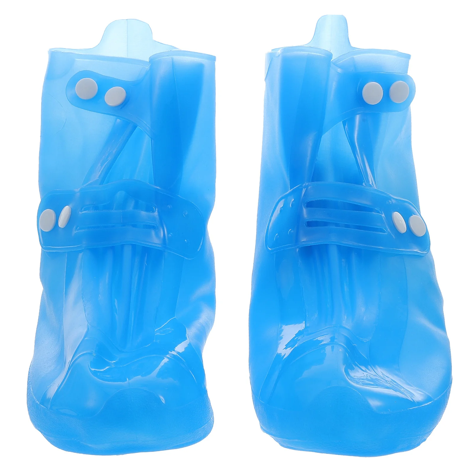 1Pair Non-Slip Shoe Covers Waterproof Thickened PVC Protectors for Outdoor Rain Snow Button Design Anti-Skid Sole Lightweight