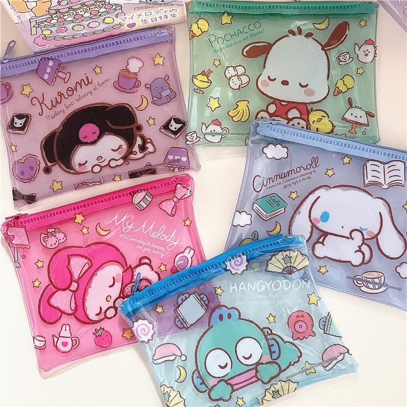 Kawaii My Melody Kuromi Cinnamoroll PVC Cartoon Jelly Coin Purse Anime Sanrio Girl Heart Cute Headphone Lipstick Storage Bag