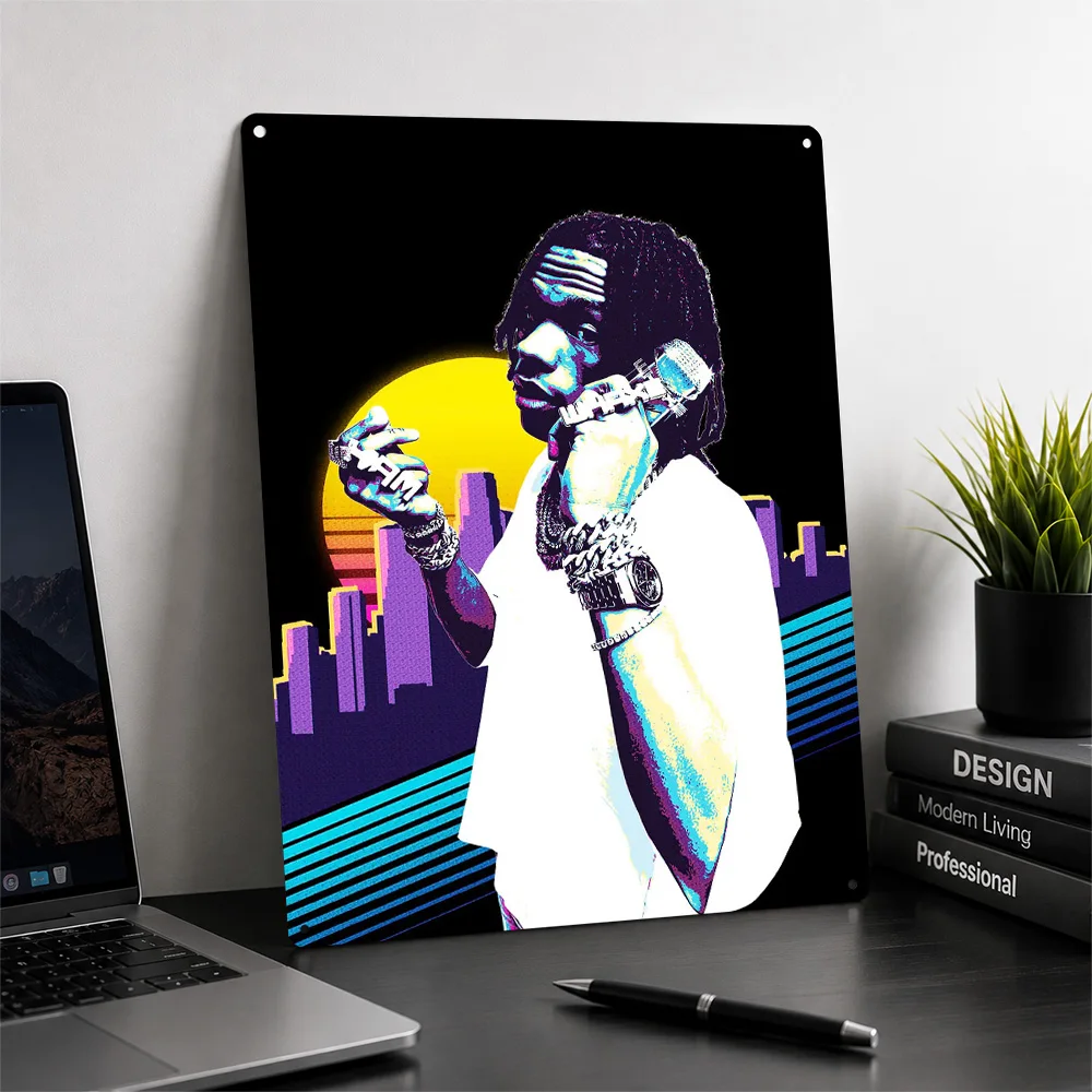 Lil Baby Rapper Poster Retro 3D Printed Metal Signs Customized Wall Hanging Gift for Bedroom Decoration Room Decorating Interior