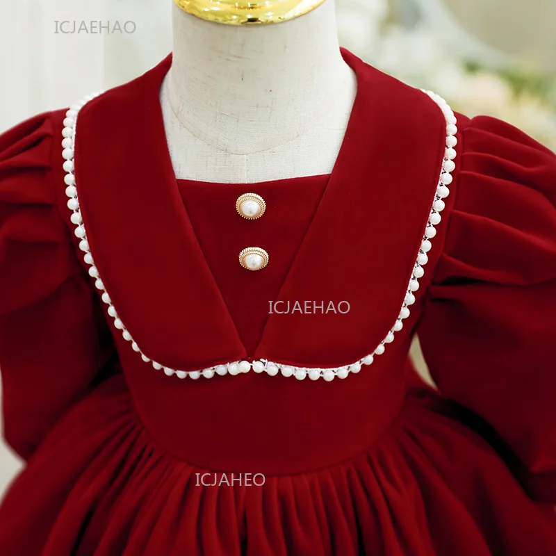 Girls First Birthday Party Dress for Host Piano Recital Princess Dresses for Christmas Holidays Autumn Gown Elves Pageant Formal