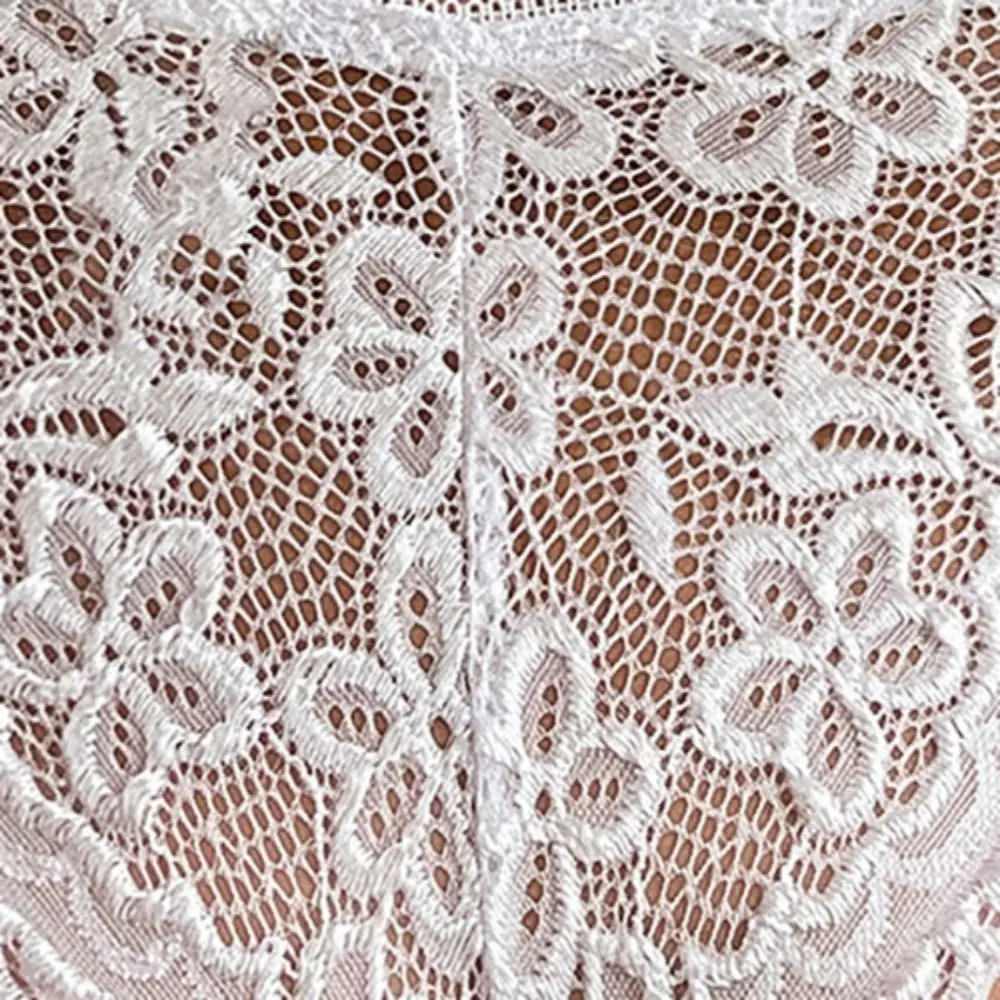 Vintage Mesh Satin Silk Panties Seamless Transparent Lace Flower Briefs Low Waist Hollow Out Women's Underpants Lady