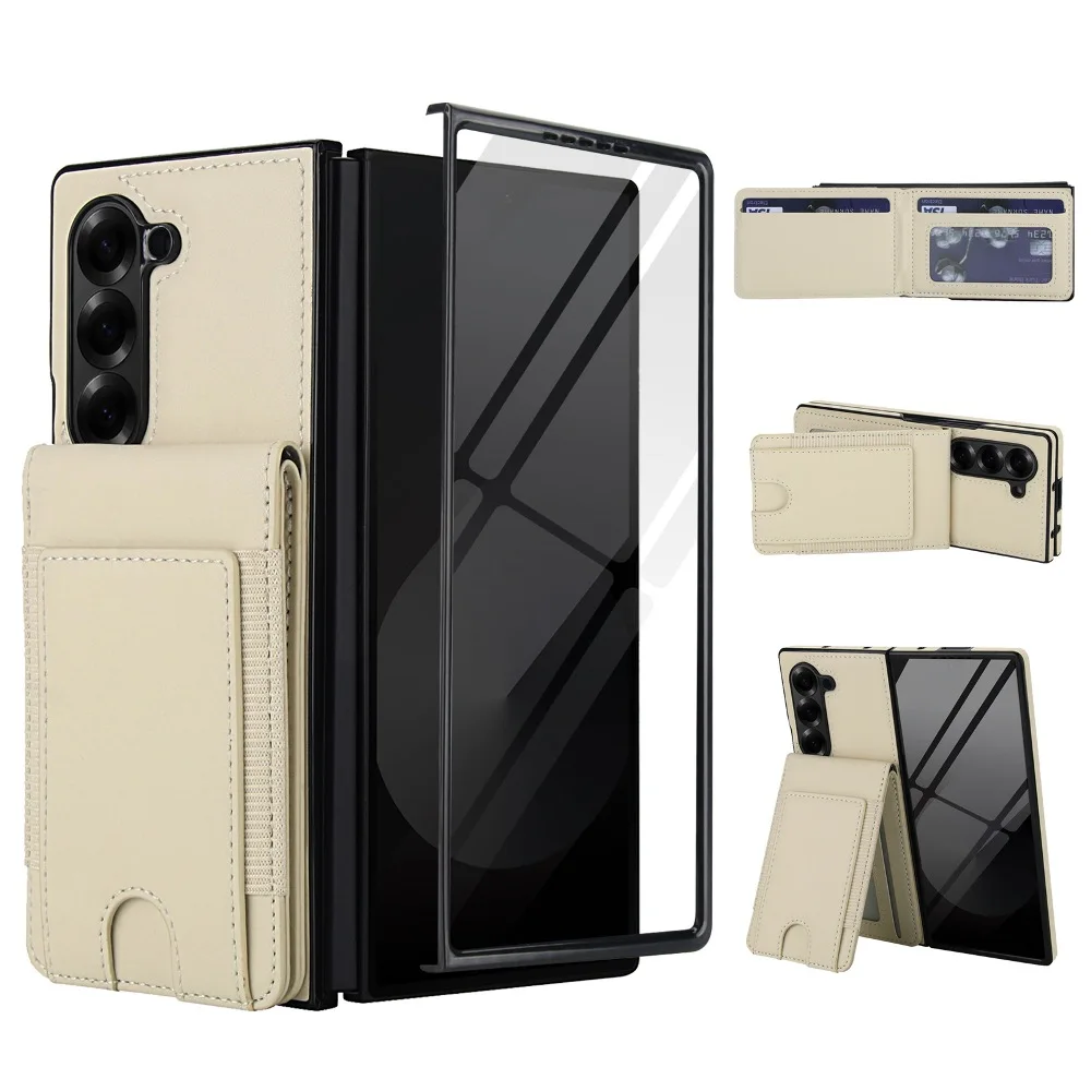 

Classic Solid Color Leather Phone Cover for Samsung Galaxy Z Fold7/Z Fold6/Z Fold5 with Vertical Flip Wallet Card Case