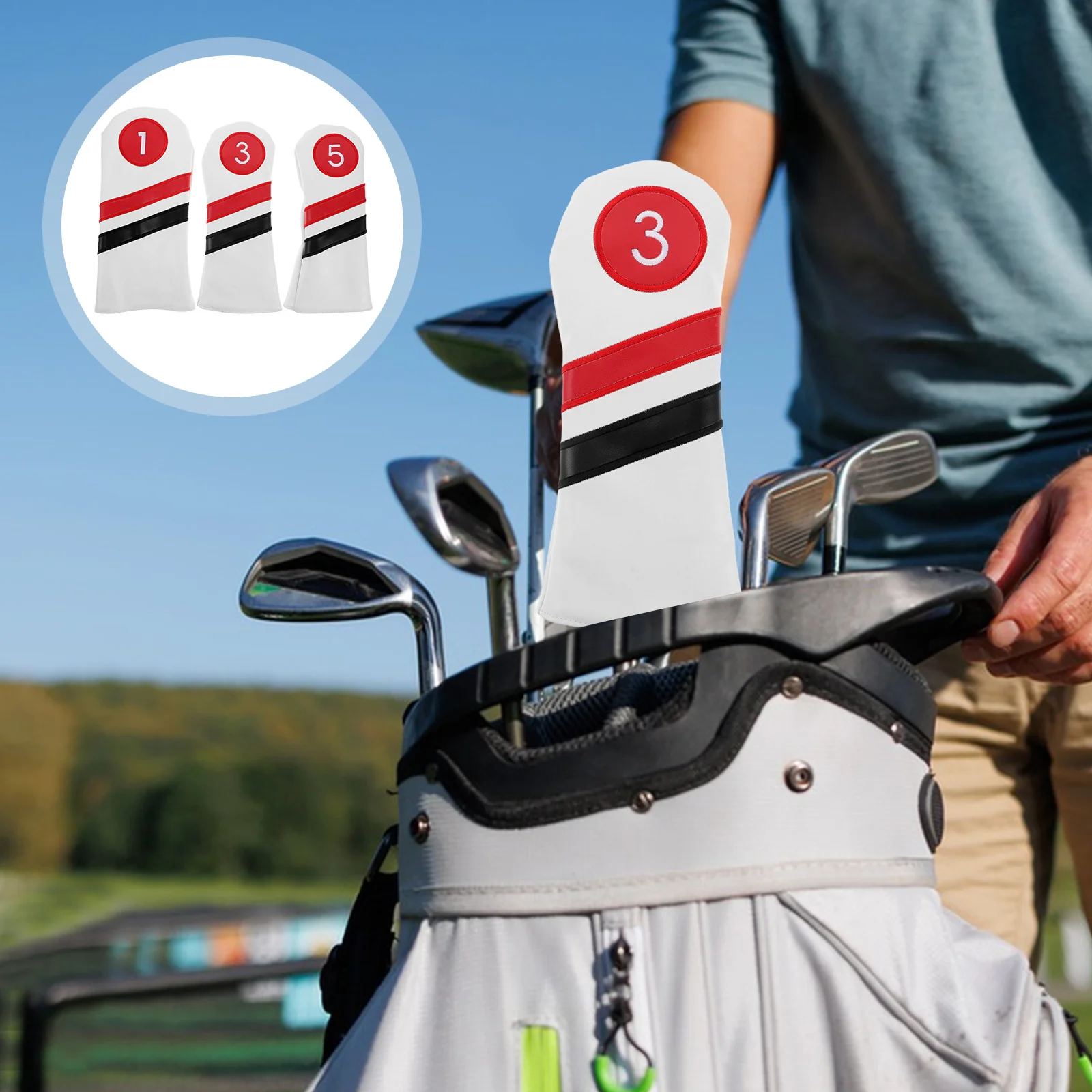 

3Pcs Golf Club Head Covers Fake Putter Protectors Stylish Durable Protection for Golf Clubs Putter Sleeves