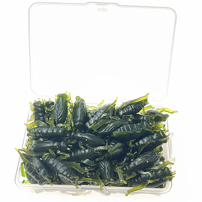 60pcs/box Soft Insect Cricket Fishing Silicone Bait Artificial Lightweight Grasshopper Lures Floating Ocean Wobblers Pesca