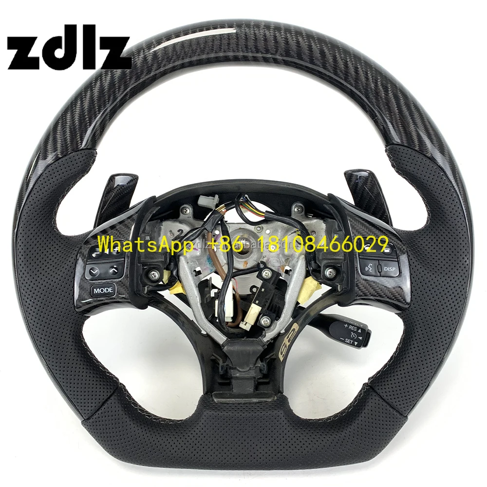 

2010 2012 2013 for Lexus IS250 300 ES LS Customized Perforated Leather Carbon Fiber Car Steering Wheel with Shift Paddle