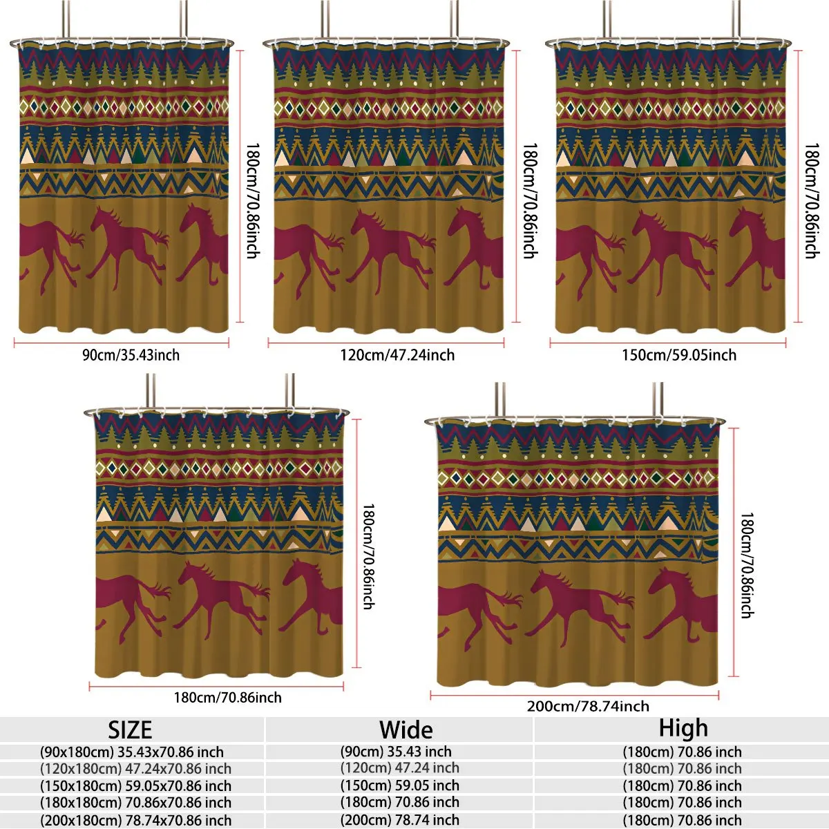 Tribal Aztec Geometric Pattern Running Horse Silhouette Print Bath curtain Soft t Lightweight Warm Sofa Bed Cover