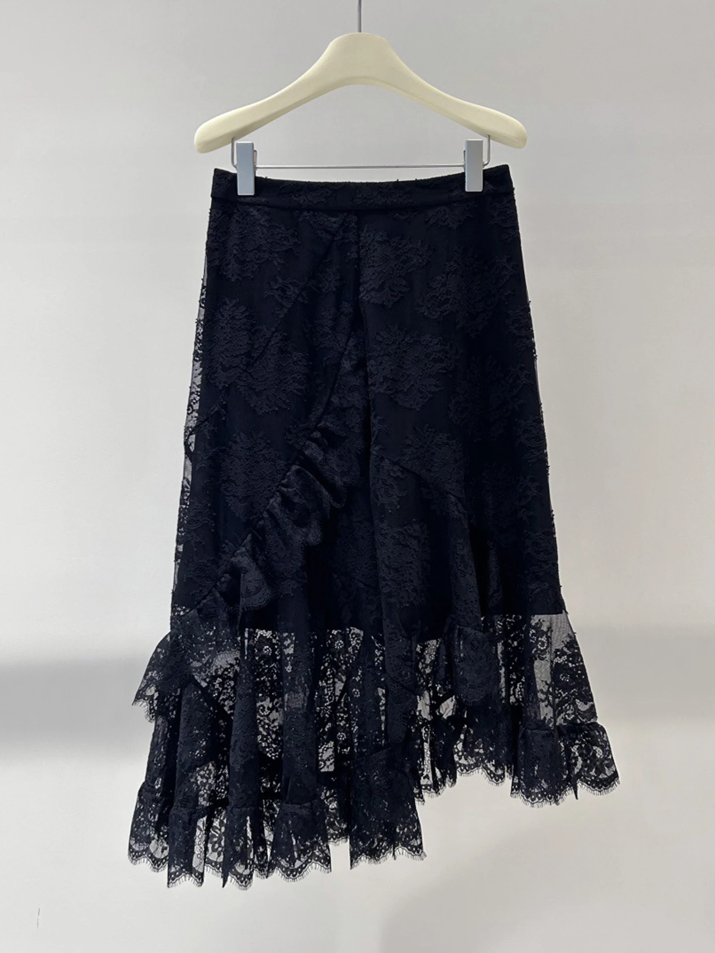 

Ele Hepburn Sle Irregular Lace f Skirt High Waist A-Line Silhouette Commute Simple Daily Wear Stand Fit