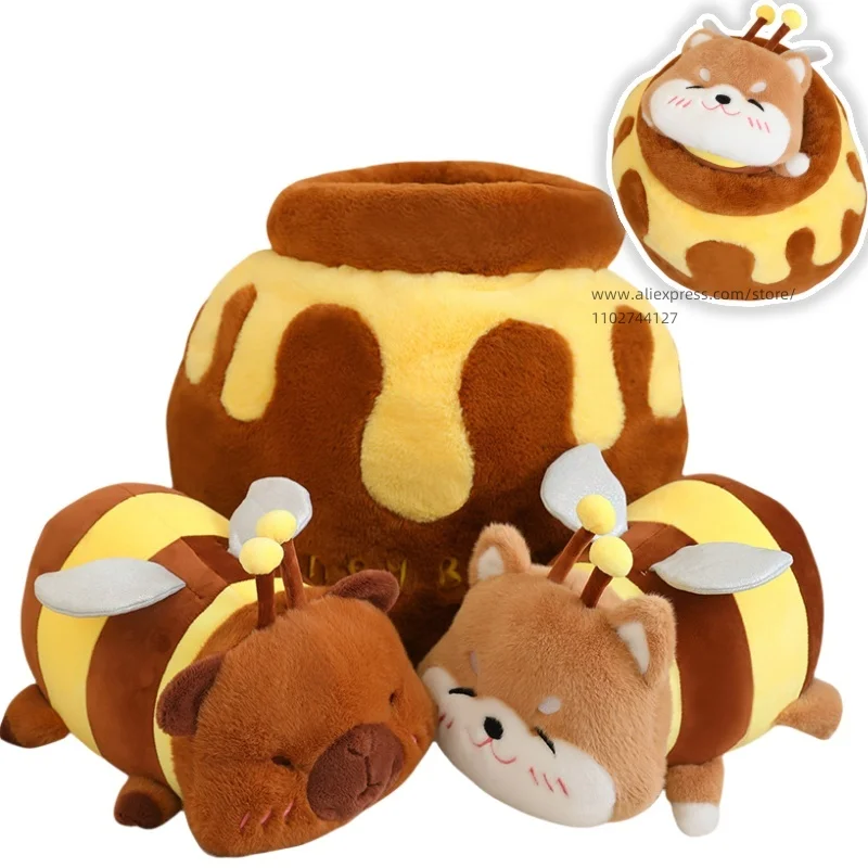 

Cosplay Bee Capybara Plush Toy Stuffed Honey Jar Shiba Inu Dog Plusie Unique Toys for Kids Birthday Gift