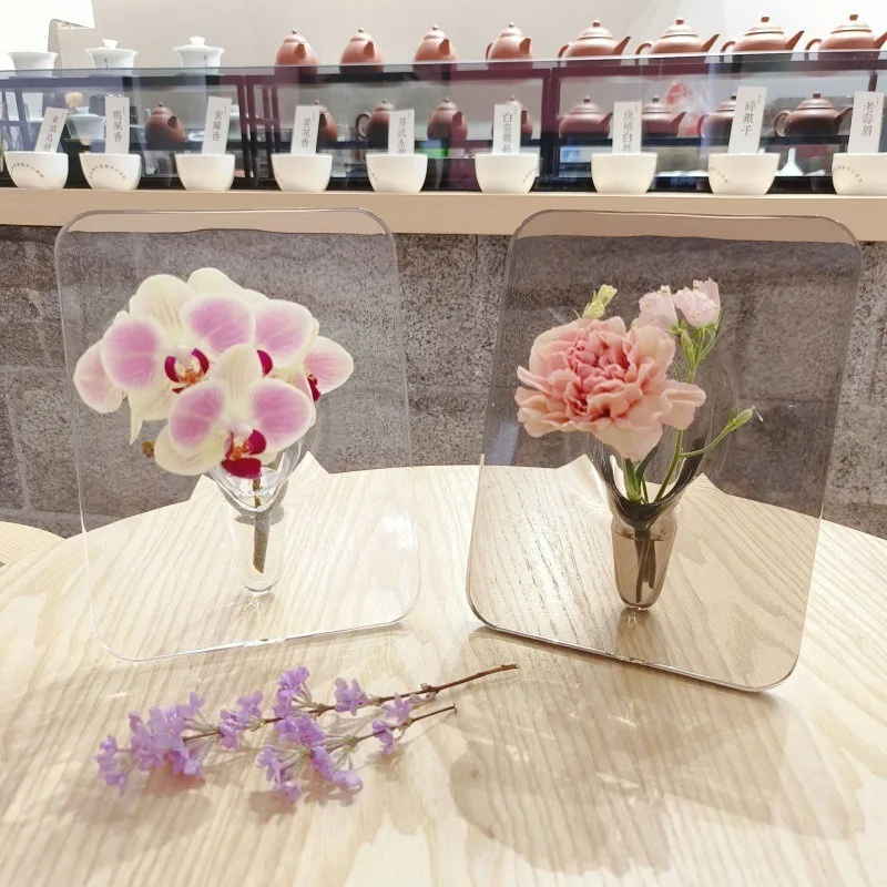 Transparent Creative Art Acrylic Frame Vase Hydroponic Flower Arrangement Device Office Decoration Ornament Decorative Frame