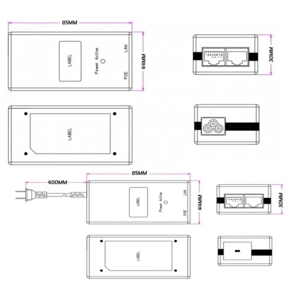 Устройство POE 24 В/48 В 0,5 А Инжектор питания POE Совместимый источник питания POE 100 Мбит/с IEEE802.3af/at Настольный адаптер POE Ethernet POE