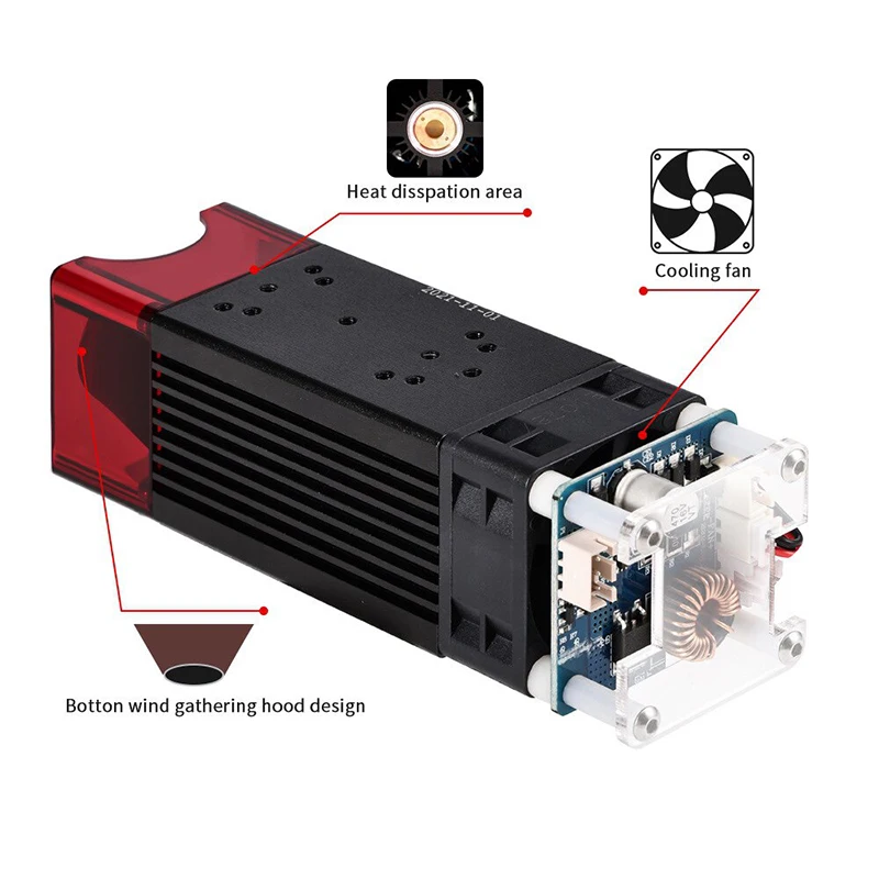 20W/40W Lasermodul, komprimierter Spot, Laserkopf mit fester Brennweite, TTL-Modul für CNC-Laserschneidmaschine, DIY-Lasergravierwerkzeug – Detail 3