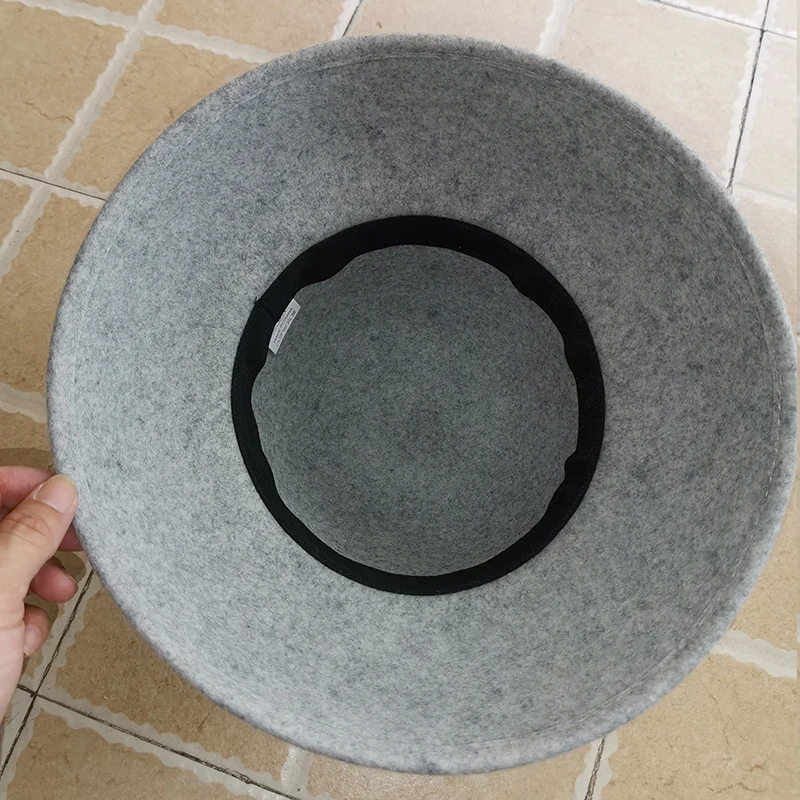 Crushable Dress Fedora Women Vintage Style Hat 100% Pure Wool Felt Hat Black Grey Wide Brim Fedora Hat with Simple Band